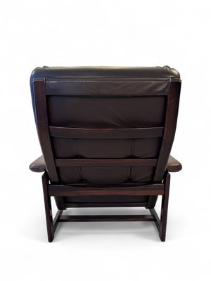 Leather Lounge Chair with Pouf by Lennart Bender for Ulferts