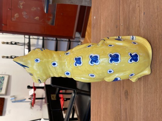 Emile Gallé, Yellow Cats, 1800s, Ceramic, Set of 2 for sale at Pamono