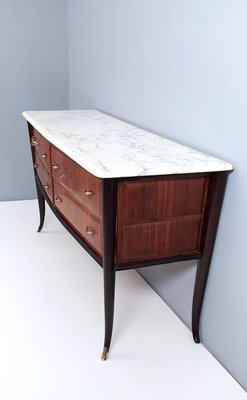 Vintage Black Walnut Dresser with Carrara Marble Top attributed to Dassi,  Italy for sale at Pamono