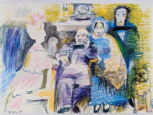 Pablo Picasso, Family Portrait, Art Print in Colors, 1966