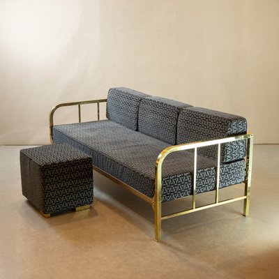 Vintage Tagesbett Sofa aus Poliertem Messing von Robert Slezak, 1930er, 2er Set bei Pamono kaufen
