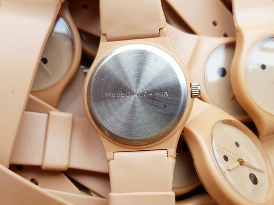 Pink Plastic and Rubber Wrist Watch by Mendini for Museo Alchimia, 1990s