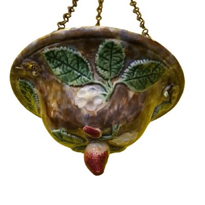 Art Nouveau French Majolica Hanging Flower Pot, 1890s for sale at Pamono