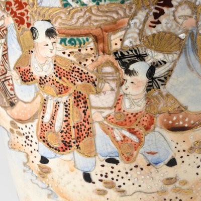 Vase Japonais Satsuma Période Meiji (19ème Siècle) - Forme Hexagonale, Décor Geishas