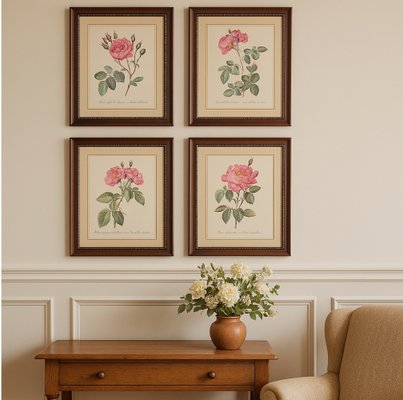 Pierre-Joseph Redouté, Roses, 1950s, Lithographs, Framed, Set of 2