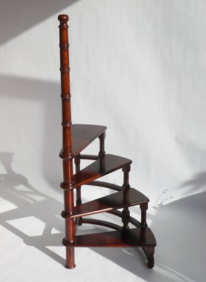 Große Vintage Bücherregal Leiter aus Mahagoni