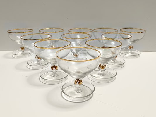 Böhmische Vintage Dessertschalen aus Kristallglas von Jozef Stanik, 1960er, 11er Set bei Pamono kaufen