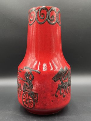 Large Vintage Fat Lava Floor Vase Horses Model 408 from Scheurich