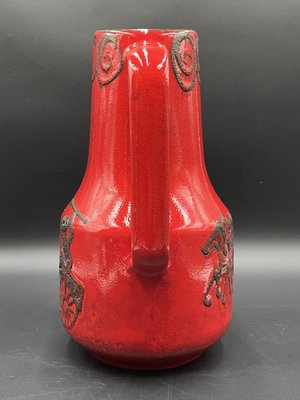 Large Vintage Fat Lava Floor Vase Horses Model 408 from Scheurich