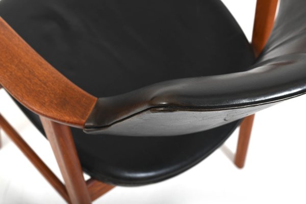 Model 43 Armchair in Teak and Leather by Erik Kirkegaard for Høng
