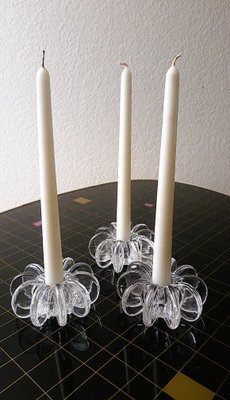 Mid-Century Modern Kerzenständer aus Glas von Rosenthal, 1970er, 3er Set