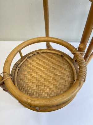 Vintage Foldable Bamboo and Rattan Plant Stand, 1980s for sale at