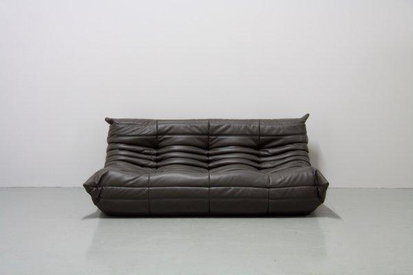 Graphite Leather Togo Sofa Set By Michel Ducaroy For Ligne Roset Graphite Leather Togo Sofa Set By Michel Ducaroy For Ligne Roset 1970s 2