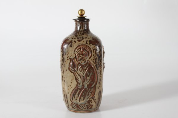 Square Vase with Bronze Lid by Jais Nielsen for Royal Copenhagen