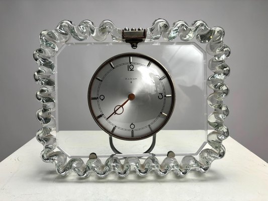 Reloj de mesa de cristal de Murano de Venini, Italia, años 50 en