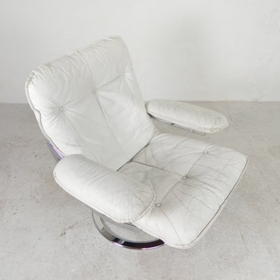 Armchair with White Leather Upholstery from Leolux, 1960s for sale