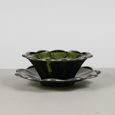 Riya Piatto Decorativo In Vetro Stelia Con Rilievo - Trasparente, Diametro 33 Cm - Piatto Per Frutta O Candele