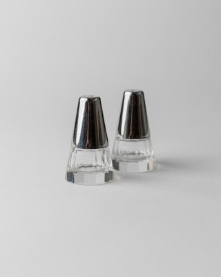 Saliera E Pepe In Acciaio Inox E Vetro Con Supporto, Set Da 2 Pezzi, Design Vintage, Nero - 3