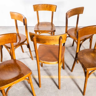 Honey Colour Bentwood Single Bar Dining Chairs from Baumann, 1950s