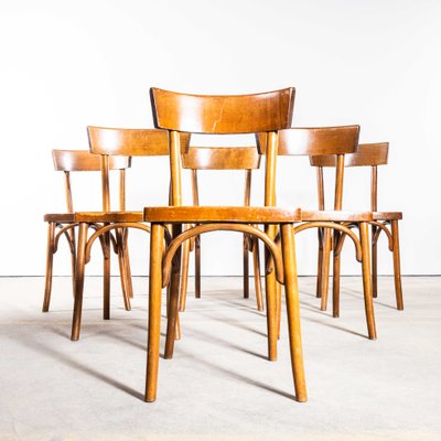 Honey Colour Bentwood Single Bar Dining Chairs from Baumann, 1950s