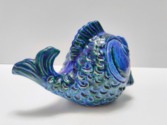 Postmodern Rimini Blue Ceramic Fish Money Box attributed to