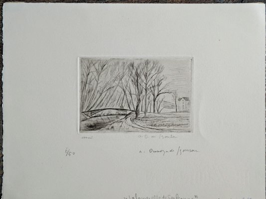 André Dunoyer De Segonzac, Landscape with Bridge, Houses and Trees