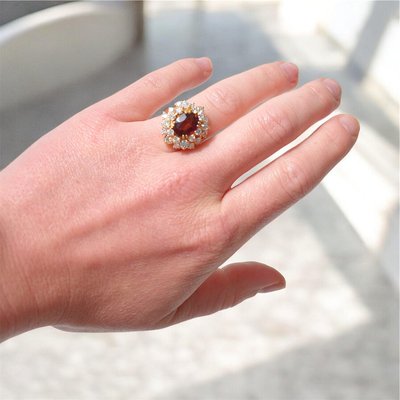 Vintage Cocktail Ring with Tourmaline and Diamonds for sale at Pamono