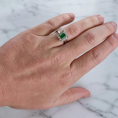 Vintage Emerald and Diamond Ring, 1970s for sale at Pamono