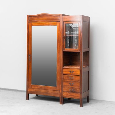 Kleiderschrank aus Holz mit Sideboard und Spiegel, 1940er bei Pamono kaufen