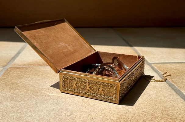 Art Nouveau Cigarettes Box in Brass and Wood from Erhard & Söhne, 1920s for  sale at Pamono