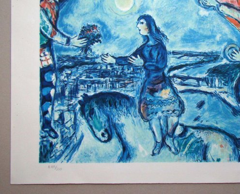After Marc Chagall, Lovers Over Paris, 1985, Limited Edition