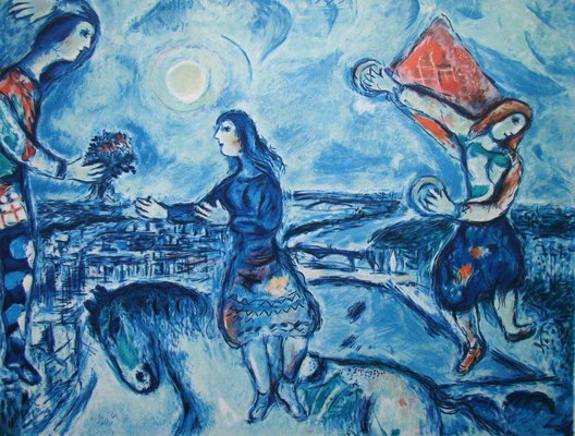 After Marc Chagall, Lovers Over Paris, 1985, Limited Edition