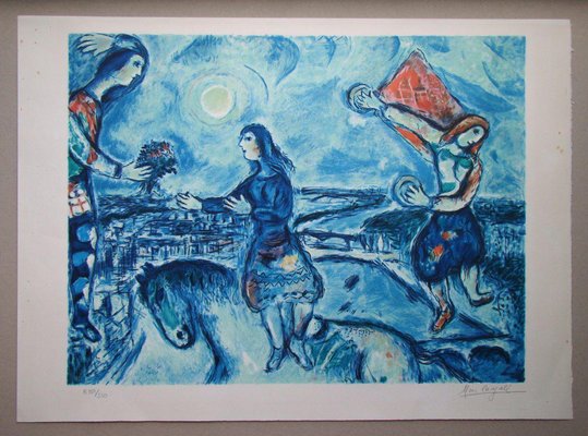 【お1人様1点限り】 After Marc Chagall, Lovers Over Paris, 1985, Limited Edition 絵画