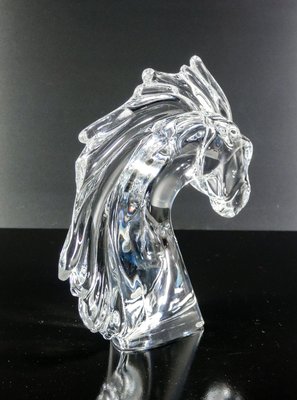 Daum France ドーム フランス クリスタルガラス 馬 Sculpture Horse Head from Daum, France for sale at Pamono