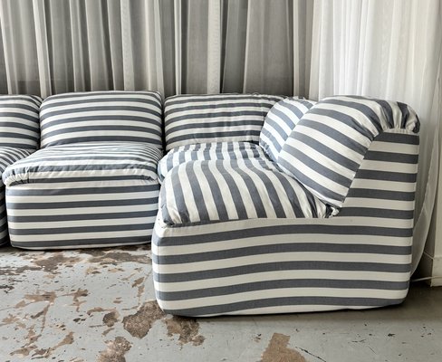 Striped Modular Sofa, 1980s, Set of 6 for sale at Pamono