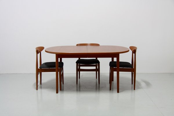 Double Extendable Teak Dining Table, Vintage Teak Dining Room Set
