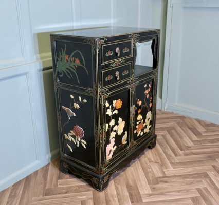 Vintage Chinoiserie Cabinet with Birds and Flowers, 1920 for sale
