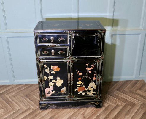Vintage Chinoiserie Cabinet with Birds and Flowers, 1920 for sale