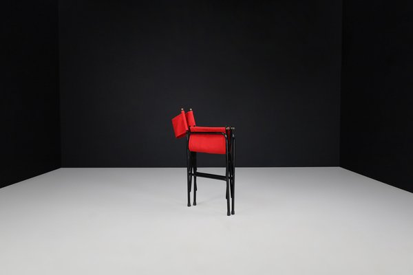 Sedia pieghevole da regista con struttura in acciaio laccato