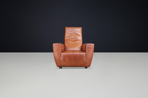 Vintage Leather Lounge Chair attributed to Gerard Van Den Berg