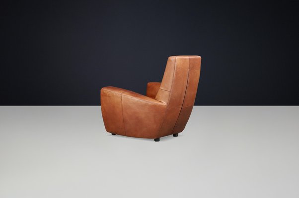Vintage Leather Lounge Chair attributed to Gerard Van Den Berg