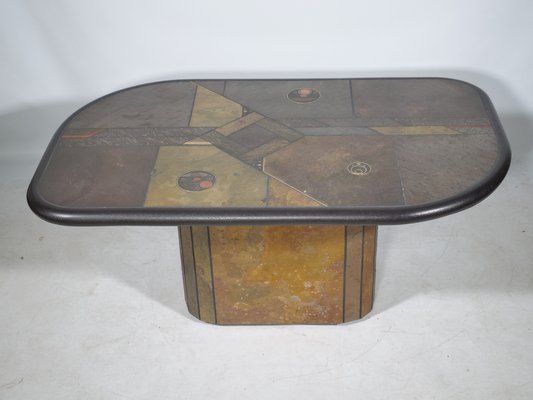 Brutalist Stone and Copper Coffee Table by Paul Kingma, 1970s for