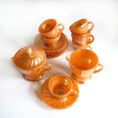 Fireking ファイヤーキング vintage オレンジ 皿 8点 set Fire King Coffee Service from Anchor Hocking, 1940s, Set of 8 for