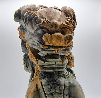 Chinese Tibet Silver Carved Lion Statue Bracelet – Decorative Gift, Post-1940
