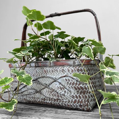 Vintage Japanese Ikebana Hanakago Flower Basket in Bamboo, 1960s