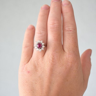 Diamante Anello Rubino Vintage Anello Vintage Marguerite In Oro