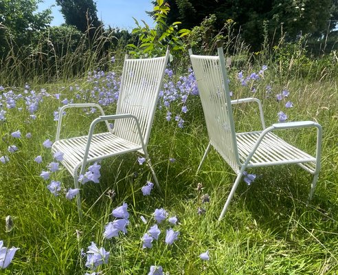 Vintage Spaghetti Garden Chairs in White in the style of Mauser - Main Image