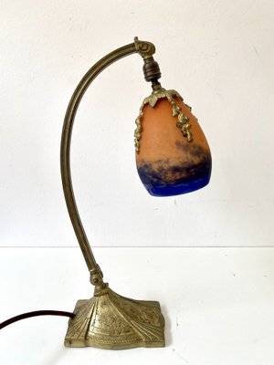 Art Deco Lampe mit Glasschirm von Charles Ranc, 1920er bei Pamono kaufen