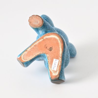 Blue Crackle Glaze Bear Figurine by Walter Bosse for Karlsruher