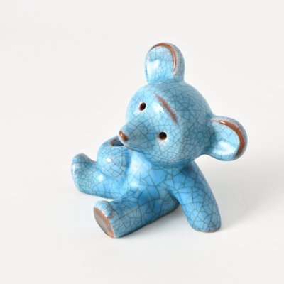 Blue Crackle Glaze Bear Figurine by Walter Bosse for Karlsruher